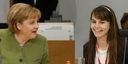 The G8 President Angela Merkel with her young delegate